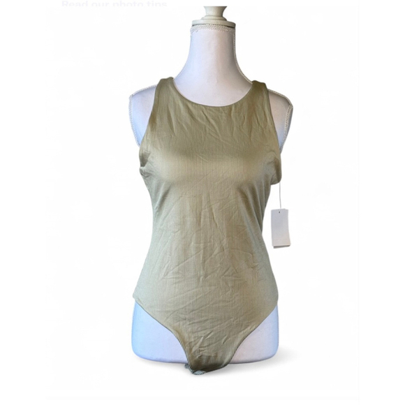 BP. Tops - BP NWT Green Foam Ribbed Bodysuit Tank Medium Minimalist Stretch